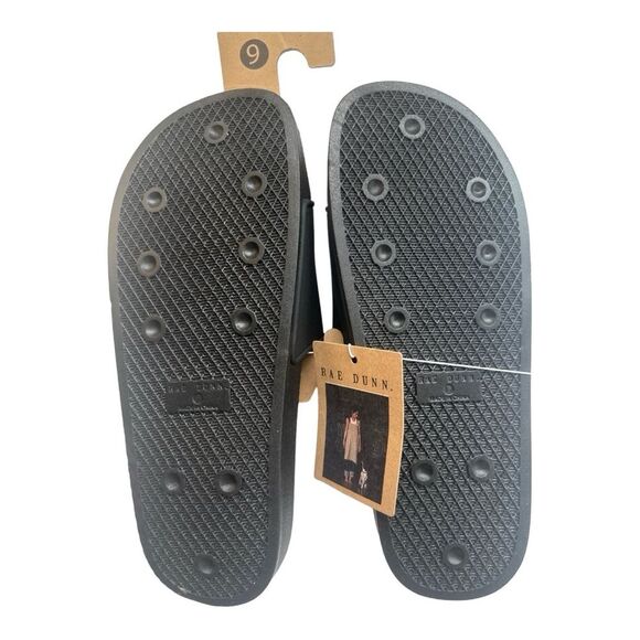 New Women's Rae Dunn Good Vibes Black Slides Size 8 - Picture 7 of 8
